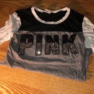 VS PINK BLACK WHITE AND GREY LONG SLEEVE